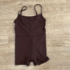 Aritzia Wilfred Free DIVINITY 3" ROMPER, Rich Mocha Brown